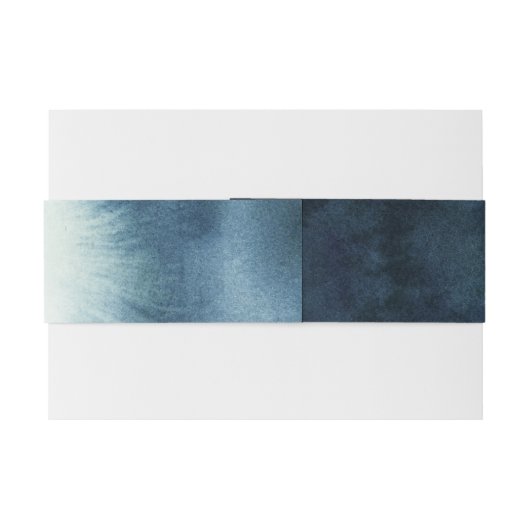 美しいネイビーブルーウォーター色 招待状ベリーバンド (裏面例)