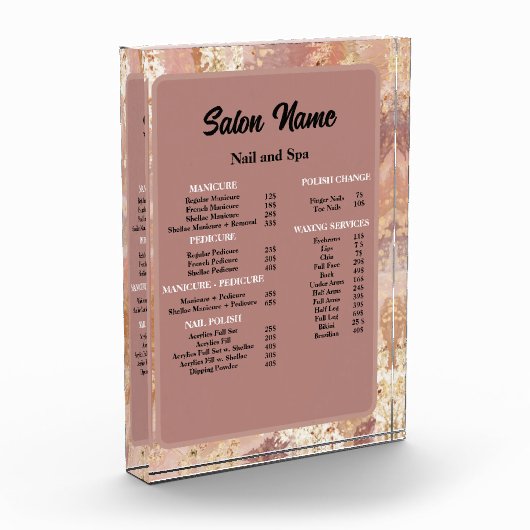 美しいネイルサロン価格表メニュー大理石 フォトブロック (左)