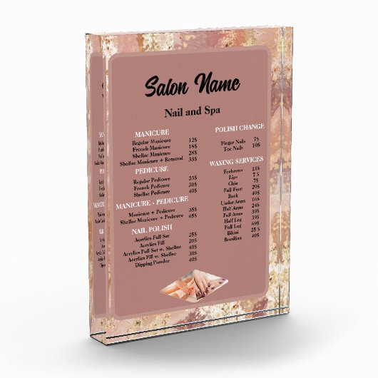 美しいネイルサロン価格表メニュー大理石 フォトブロック (左)