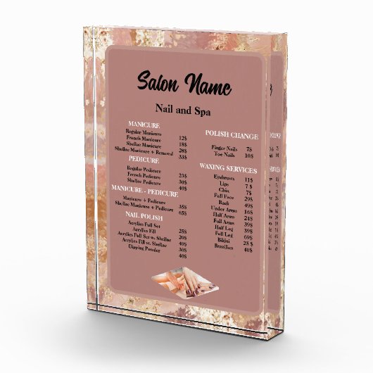 美しいネイルサロン価格表メニュー大理石 フォトブロック (右)