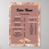 美しいネイルサロン価格表メニュー大理石 ポスター (正面)