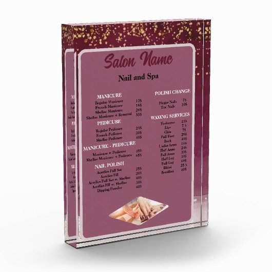 美しいネイルサロン価格表メニュー赤紫 フォトブロック (左)