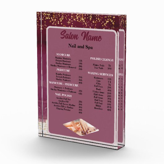 美しいネイルサロン価格表メニュー赤紫 フォトブロック (右)