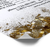 美しいネイルサロン価格表メニュー金ゴールド紙吹雪 ポスター (角)