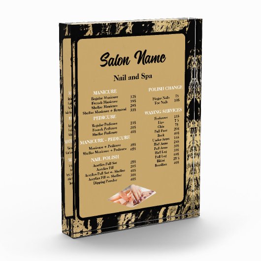 美しいネイルサロン価格表メニュー黒い大理石 フォトブロック (左)