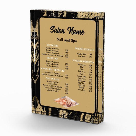 美しいネイルサロン価格表メニュー黒い大理石 フォトブロック (右)