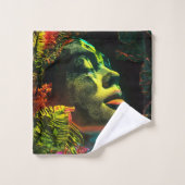 美しいネオンの女性アート鮮やか色 バスタオルセット (ウォッシュタオル)