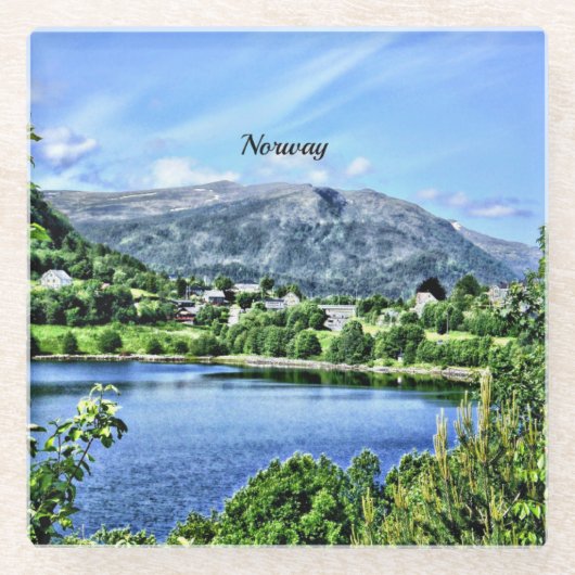 美しいノルウェー ガラスコースター (正面)