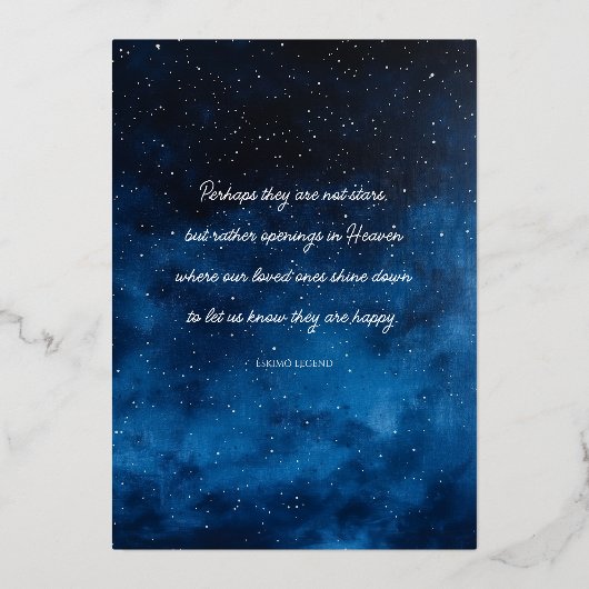 美しいノーススターお祝いライフ発表 箔招待状 (裏面)