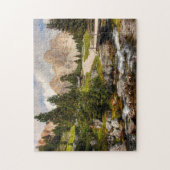 美しいハイキングトレイル川、木と山 ジグソーパズル (縦)