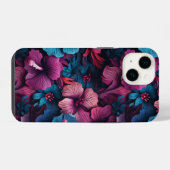 美しいハイビスカスの花柄 iPhoneケース (裏面横)
