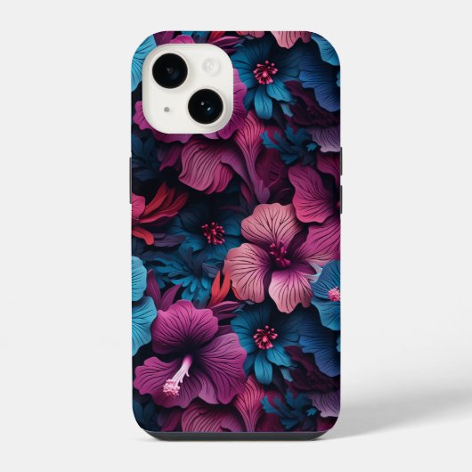 美しいハイビスカスの花柄 iPhoneケース (裏面)