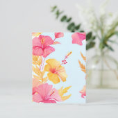 美しいハイビスカス | 熱帯の花の水彩画 ポストカード (スタンド正面)