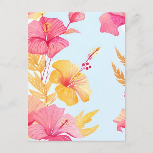 美しいハイビスカス | 熱帯の花の水彩画 ポストカード (正面)