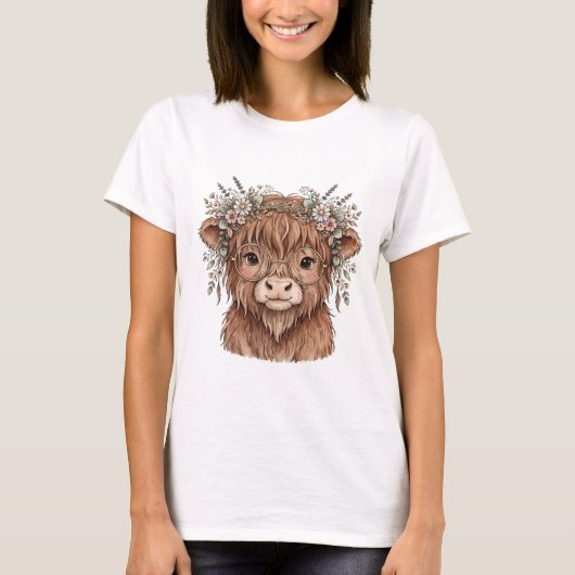 美しいハイランドカウのTシャツ Tシャツ (正面)