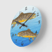 美しいハエ釣りブラウントラウト ラウンド壁時計 (傾斜)