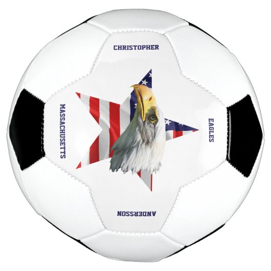 美しいハゲのワシ、アメリカ国旗、スター サッカーボール (回転)