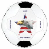 美しいハゲのワシ、アメリカ国旗、スター サッカーボール (正面)