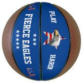 美しいハゲのワシ、アメリカ国旗、スター バスケットボール (縦)