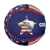 美しいハゲのワシ、アメリカ国旗、スター 野球ボール (正面左)