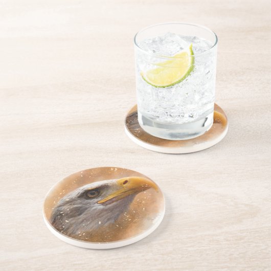 美しいハゲ絵画ワシの水色 コースター (側面)