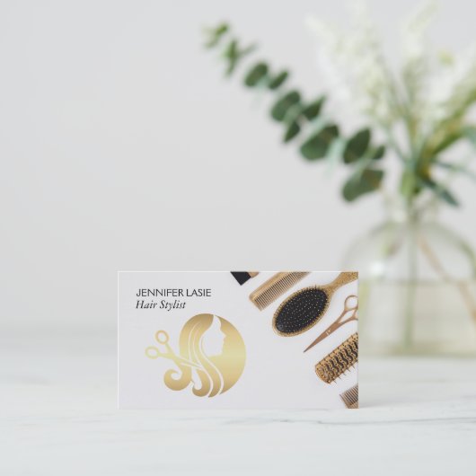 美しいハサミサロンロゴ | スタイリストツール 名刺 (スタンド正面)
