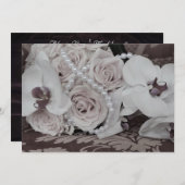 美しいハスの花とバラの招待状 招待状 (正面/裏面)