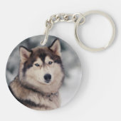 美しいハスキーのアウトドア キーホルダー (裏面)