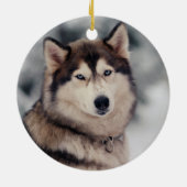 美しいハスキーのアウトドア セラミックオーナメント (裏面)