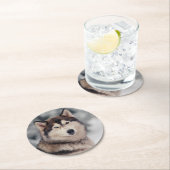 美しいハスキーのアウトドア ラウンドペーパーコースター (インサイチュ)