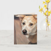 美しいハスキーの女の子の折り畳みグリーティングカード カード (黄色い花)