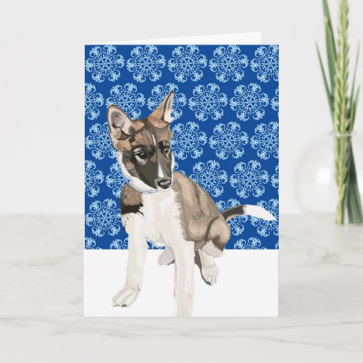 美しいハスキーの子犬がクリスマスを台無しにする カード (正面)