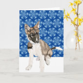 美しいハスキーの子犬がクリスマスを台無しにする カード (黄色い花)