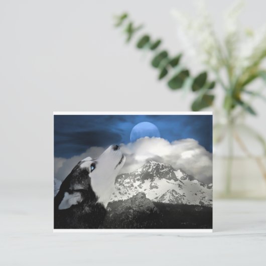 美しいハスキーホリデーポストカード シーズンポストカード (スタンド正面)