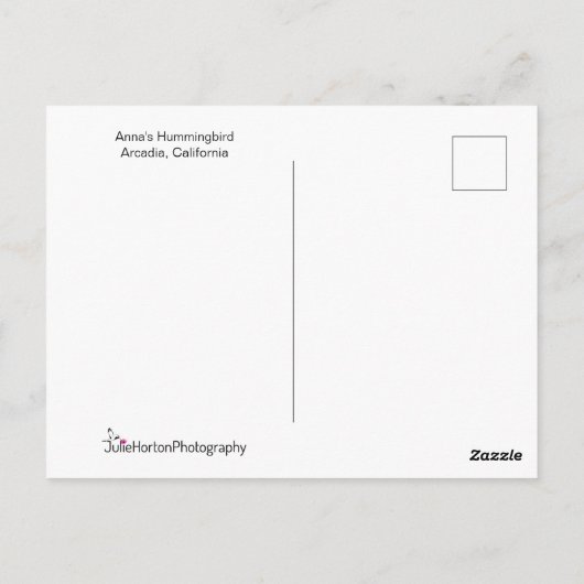 美しいハチドリが感謝を伝えるポーズ ポストカード (裏面)