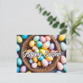 美しいハッピーイースターエッグ&バスケット ポストカード (スタンド正面)