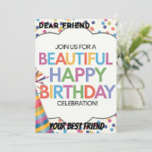 美しいハッピーバースデーお祝いメモリ 招待状 (スタンド正面)