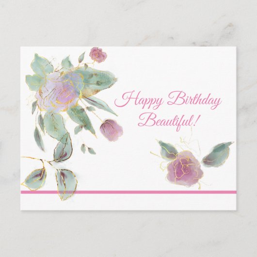 美しいハッピーバースデーはがき ポストカード (正面)