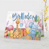 美しいハッピーバースデー動物デザイン カード (黄色い花)