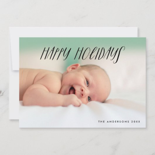 美しいハッピーホリデイズホワイトホリデーフォトカード シーズンカード (正面)