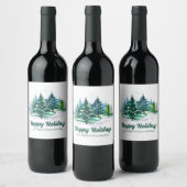 美しいハッピーホリデーカスタムクリスマスパーティ ワインラベル (ボトル)