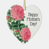 美しいハッピーマザーズデイピンクのバラ セラミックオーナメント (右)