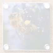 美しいハネビーの上のカリフォルニア薄紫 ガラスコースター (裏面)