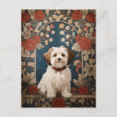 美しいハバニーズ犬ウィリアム・モリスフローラ ポストカード (正面)