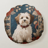 美しいハバニーズ犬ウィリアム・モリスフローラ ラウンドクッション (裏面)