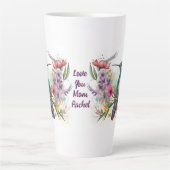 美しいハミングの鳥と花 カフェラテマグ (正面)