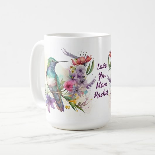 美しいハミングの鳥と花 コーヒーマグカップ (正面左)