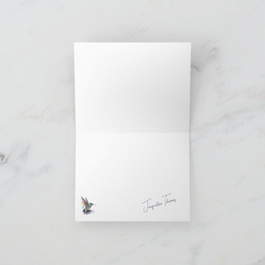 美しいハミングバパーソナライズされたードウォーター色 ノートカード (内部)