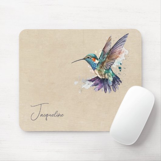 美しいハミングバパーソナライズされたードウォーター色 マウスパッド (マウス)