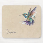 美しいハミングバパーソナライズされたードウォーター色 マウスパッド (正面)